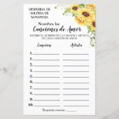 その曲に名前を付けるブライダルシャワー英語ゲスペインのーム (裏面)