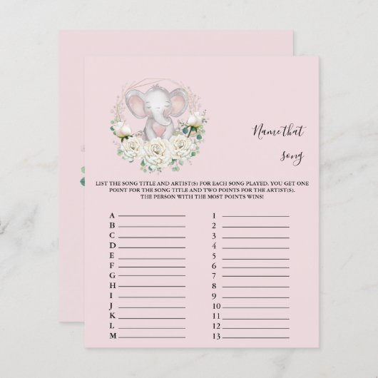 その曲の名前ベビーシャワーゲーム (正面/裏面)