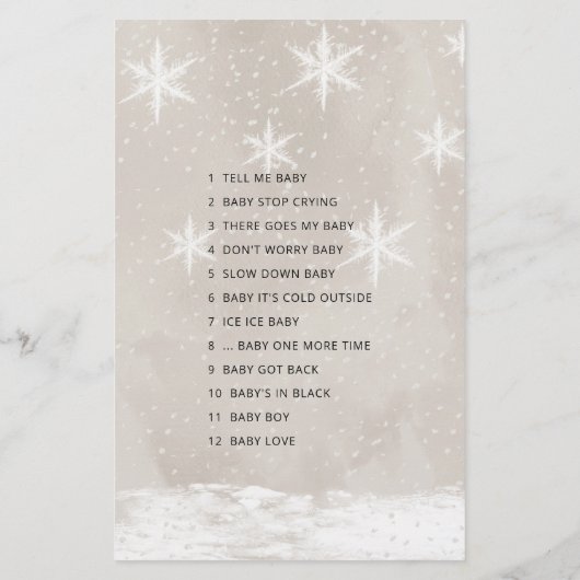 その曲の名前雪だるまベビーシャワー (裏面)