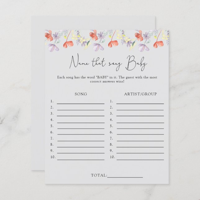 その曲の名前\ワイルドフラワーベビーシャワーゲーム (正面/裏面)