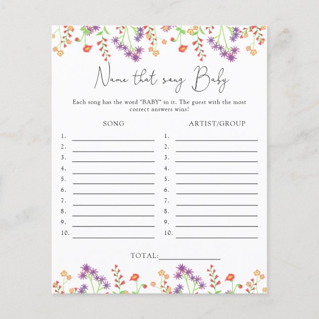 その曲の名前\ワイルドフラワーベビーシャワーゲーム (正面)