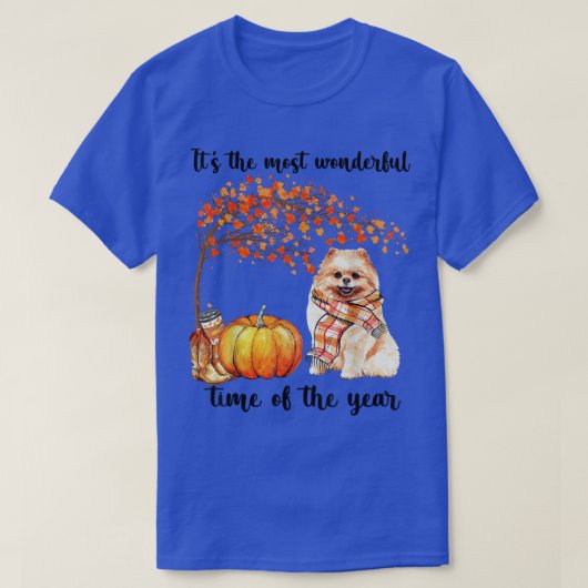 その最も素晴らしい秋の時間のポメラニア犬の傷 Tシャツ (デザイン正面)