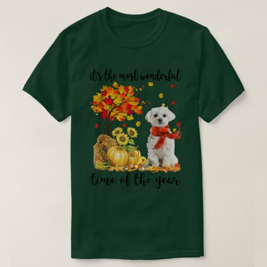 その最も素晴らしい秋の時間マルチーズカボチャ Tシャツ (デザイン正面)