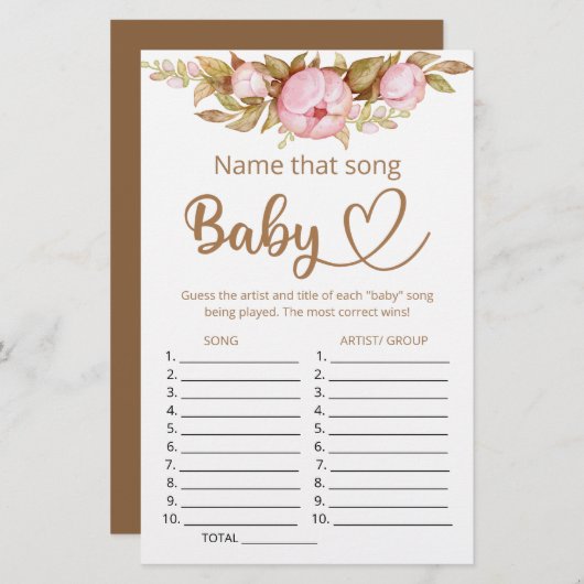 その歌の赤ちゃんシャワーのゲームの名前 (正面/裏面)