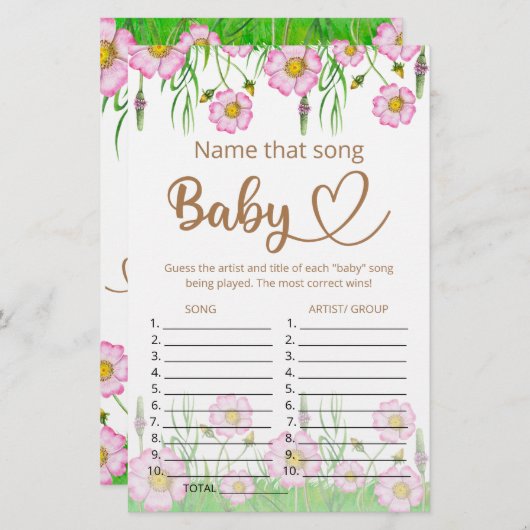 その歌の赤ちゃんシャワーのゲームの名前 (正面/裏面)