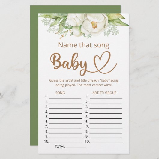 その歌の赤ちゃんシャワーのゲームの名前 (正面/裏面)