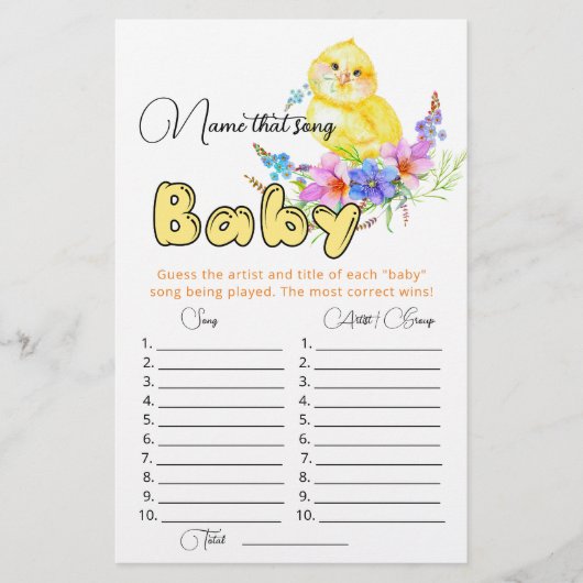 その歌の赤ちゃんシャワーのゲームの名前 (正面)