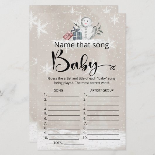 その歌の赤ちゃんシャワーのゲームの名前 (正面/裏面)