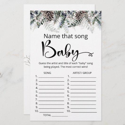 その歌の赤ちゃんシャワーのゲームの名前 (正面/裏面)