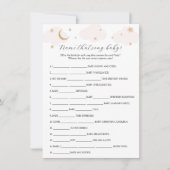 その歌の赤ちゃんシャワーのゲームカードの月の名前の上 招待状 (正面)