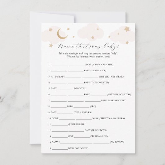 その歌の赤ちゃんシャワーのゲームカードの月の名前の上 招待状 (正面)