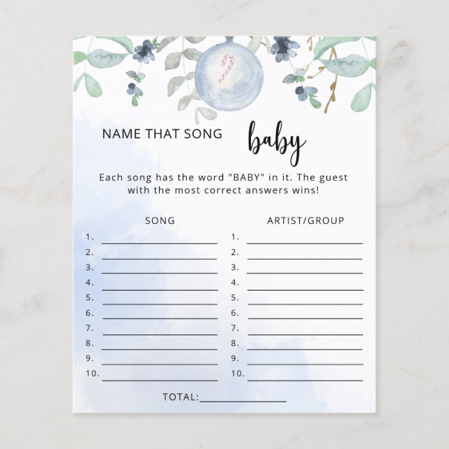 その歌の赤ちゃんシャワーゲームの冬の名前 (正面)