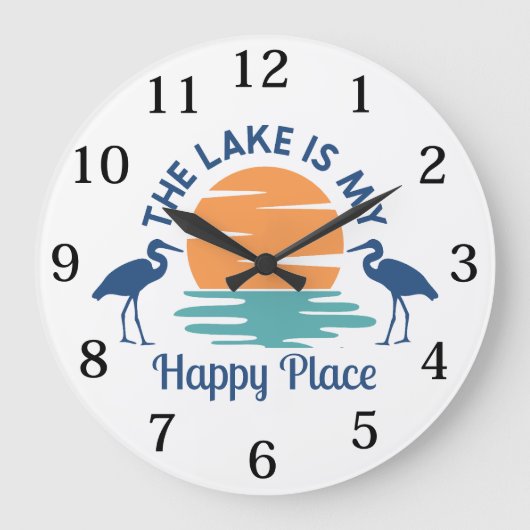 その湖は私の幸せな場所だ ラージ壁時計 (正面)