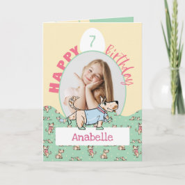 その犬のライフグリーンイエロー誕生日写真 カード