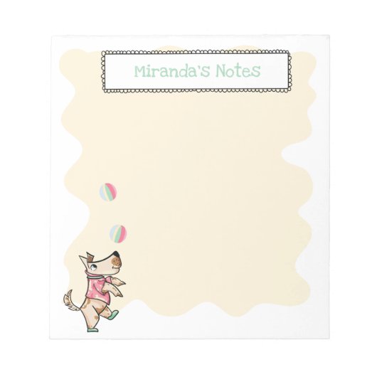 その犬の生命黄色い塊のジャグリング犬の名前 ノートパッド (正面)