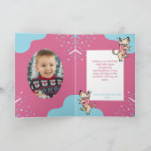 その犬ライフピンクブルー誕生日写真 カード (内部)
