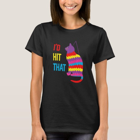 その猫のピニャータを叩く シンコデマヨ Tシャツ (正面)
