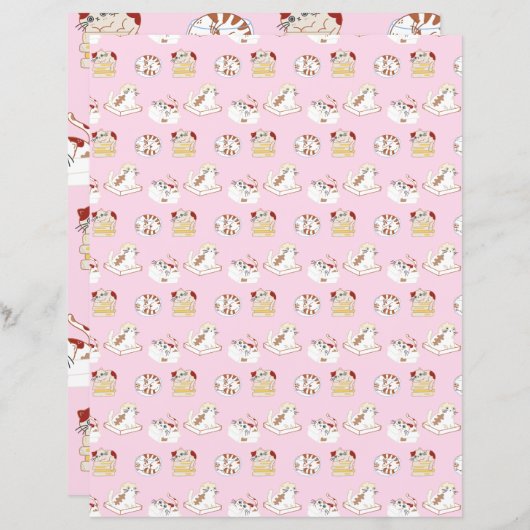 その猫ライフピンクスクラップブック作り紙猫パターン (正面/裏面)