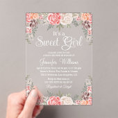 その甘い女の子のシャワーbohoフローラ植物学 アクリル招待状 (インサイチュ (ポータブル))