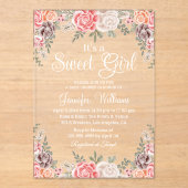 その甘い女の子のシャワーbohoフローラ植物学 アクリル招待状 (正面)