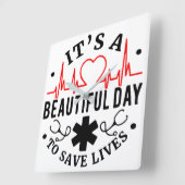 その生命を救う美しい日 スクエア壁時計 (傾斜)