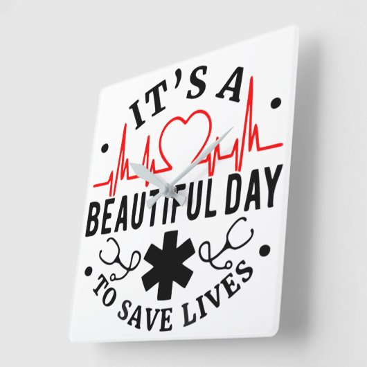 その生命を救う美しい日 スクエア壁時計 (傾斜)