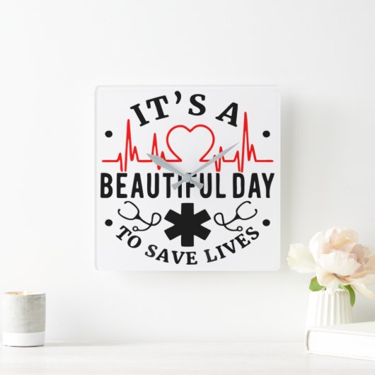 その生命を救う美しい日 スクエア壁時計 (ホーム)