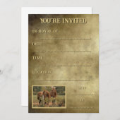 その田舎または農場の大事な行事の2頭 招待状 (正面/裏面)