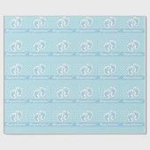 その男の子かわいいベビー足水玉模様オンパステルブルー ラッピングペーパー (フラット)