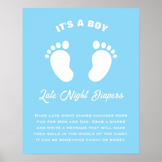 その男の子のおもしろいクールシャワー夜遅くのおむつ ポスター (正面)