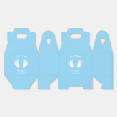 その男の子のおもしろいトレンディー赤ちゃんシャワーブルーホワイト足 フェイバーボックス (見開き)