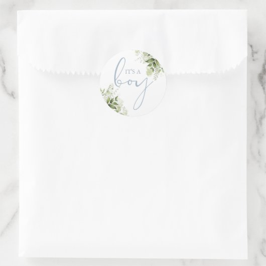 その男の子のほこりっぽい青い緑の赤ん坊のシャワーの好意 ラウンドシール (バッグ)