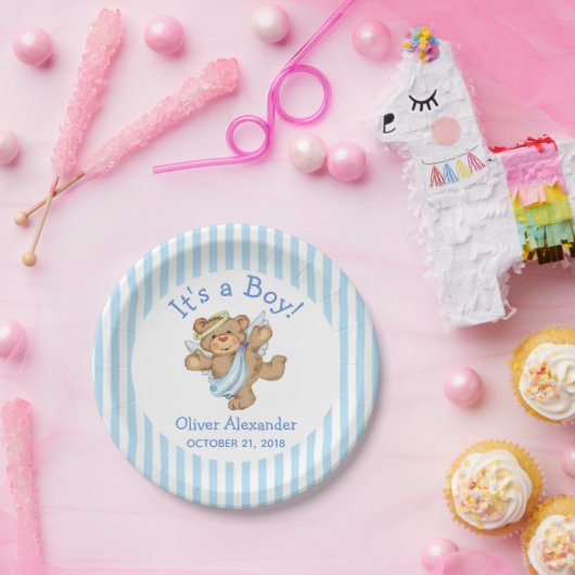 その男の子のカスタムテディベアエンジェル ペーパープレート (パーティー)