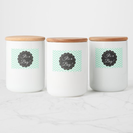 その男の子のセージ緑の赤ちゃんシャワーガラスのメイソンの瓶 フードラベル (ボトル)