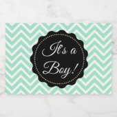 その男の子のセージ緑の赤ちゃんシャワーガラスのメイソンの瓶 フードラベル (シングルラベル)