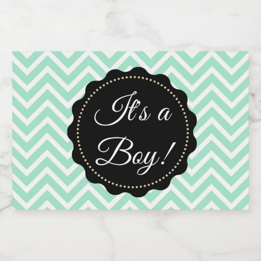 その男の子のセージ緑の赤ちゃんシャワーガラスのメイソンの瓶 フードラベル (シングルラベル)