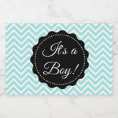 その男の子のティール(緑がかった色)赤ちゃんシャワーガラスのメイスンジャー フードラベル (シングルラベル)