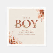 その男の子のフローラ素朴手紙の秋赤ちゃんシャワー スタンダードカクテルナプキン (正面)