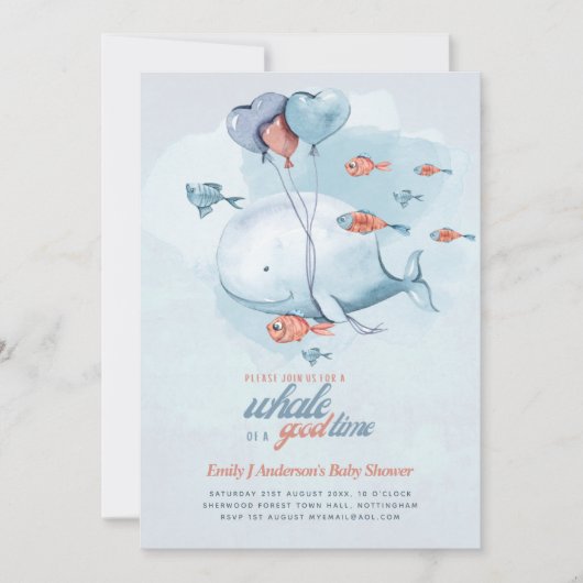 その男の子のベビージェンダーがシャワークジラの海洋生物を明らかにする 招待状 (正面)