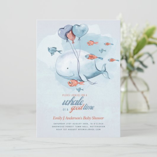 その男の子のベビージェンダーがシャワークジラの海洋生物を明らかにする 招待状 (スタンド正面)