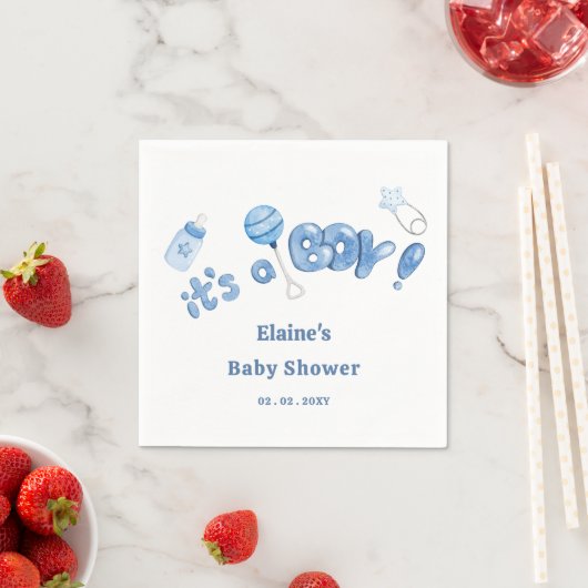 その男の子のベビー事物ブルーボーイベビーシャワー スタンダードカクテルナプキン (インサイチュ)