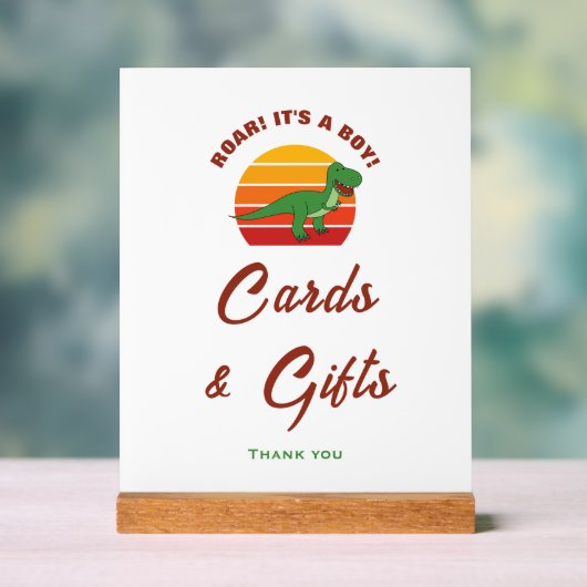 その男の子の恐竜の赤ちゃんシャワーカード&ギフトサイン アクリルサイン (ニュートラル)