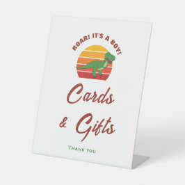 その男の子の恐竜の赤ちゃんシャワーカード&ギフトサイン 台座サイン