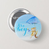 その男の子の新生児猫のシャワーの性は明らかにします 缶バッジ (正面&裏面)