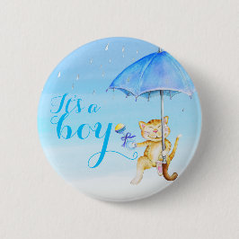 その男の子の新生児猫のシャワーの性は明らかにします 缶バッジ