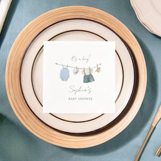 その男の子の服シンプル水色の赤ちゃんシャワー スタンダードカクテルナプキン