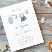 その男の子の服シンプル水色の赤ちゃんシャワー 招待状