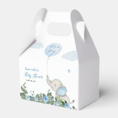 その男の子の水色の象の緑の赤ちゃんシャワー フェイバーボックス (正面サイド)