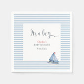 その男の子の水色の赤ちゃんシャワーナプキン航海の スタンダードカクテルナプキン (正面)