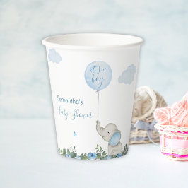 その男の子の水色エレファントブルーバルーンベビー 紙コップ
